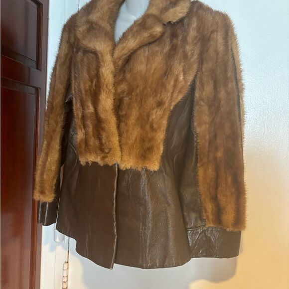 Vintage fur coat mink & leather jacket y2k designer blazer rare Mr Peter’s - Picture 1 of 11